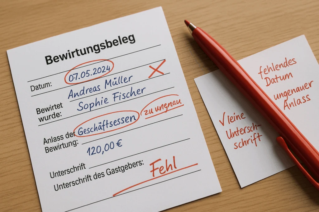 Anleitung zum korrekten Ausfüllen eines Bewirtungsbelegs Schritt für Schritt