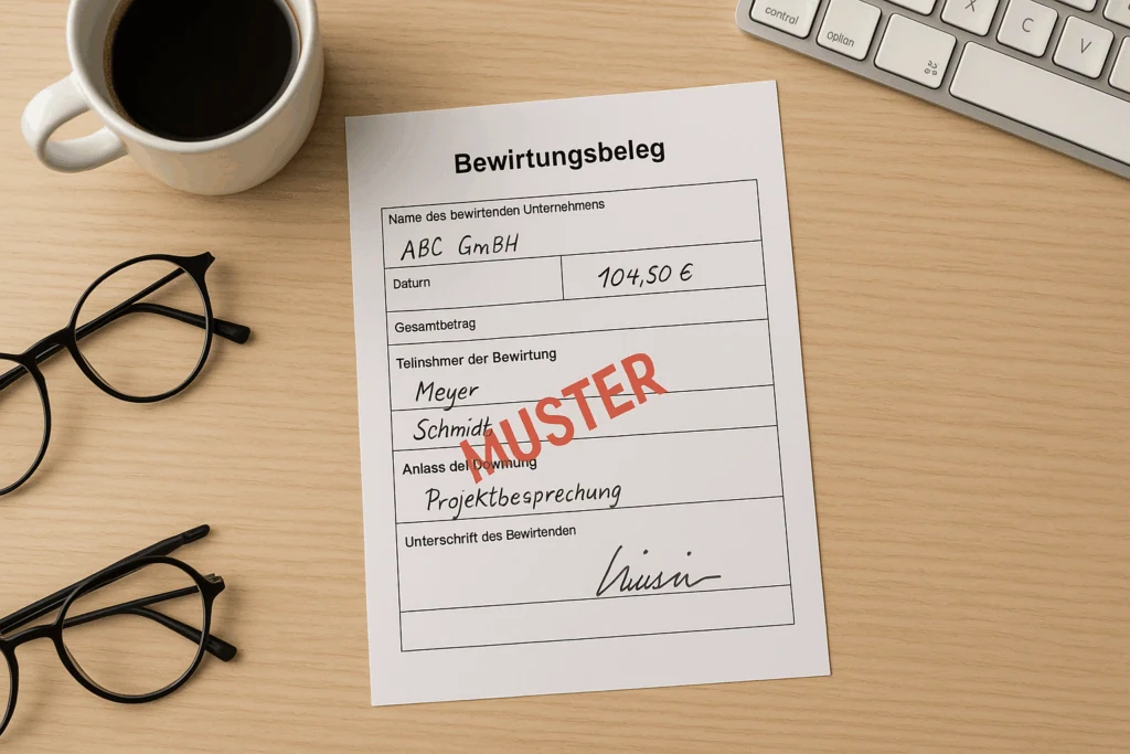 Bewirtungsbeleg-Formular mit allen Pflichtfeldern zum Ausfüllen