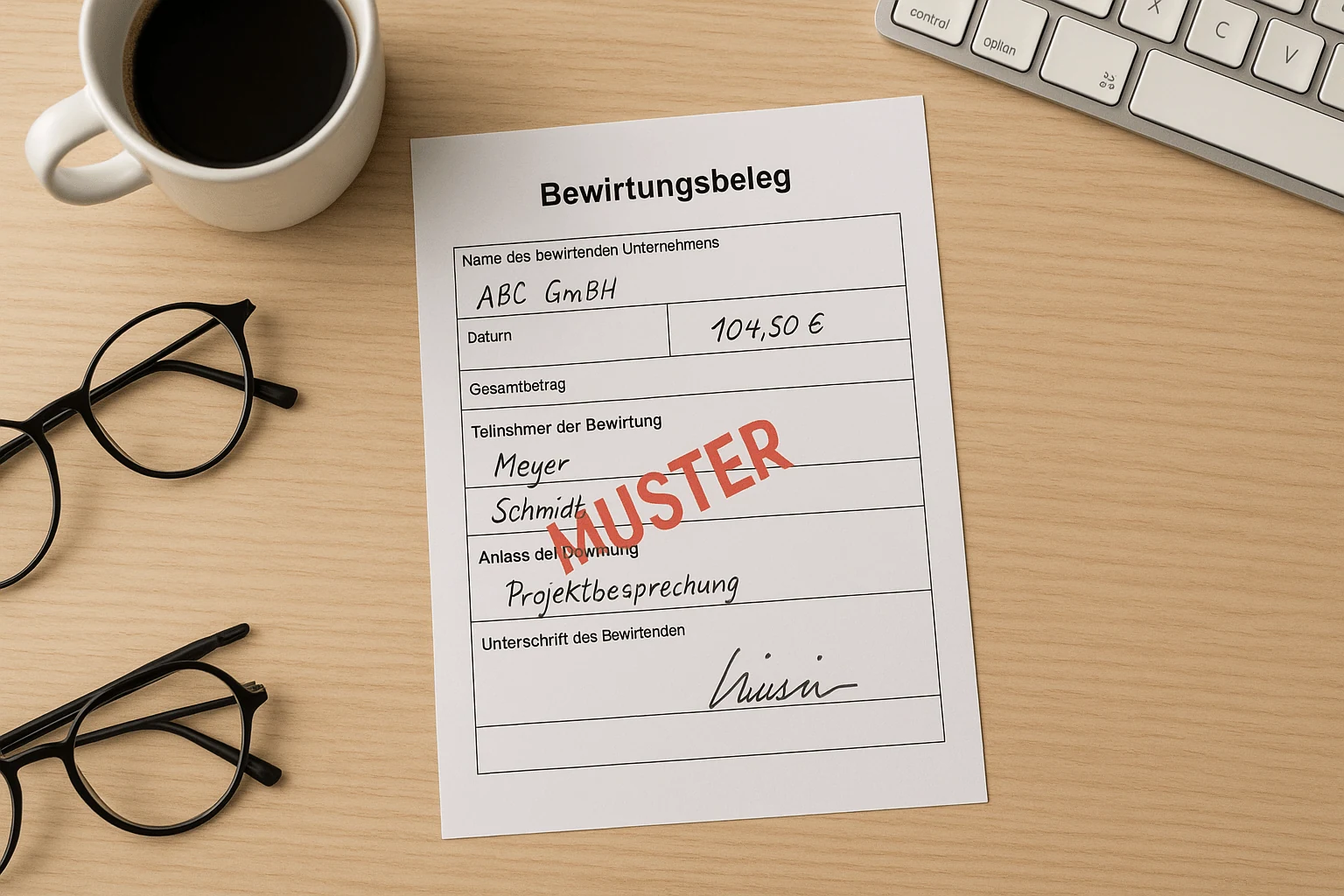 Bewirtungsbeleg Vorlage (PDF & Word): Kostenlos herunterladen