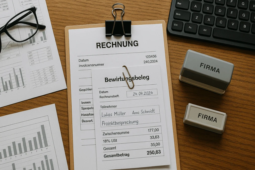 Vordruck für einen Bewirtungsbeleg als PDF und Word Vorlage